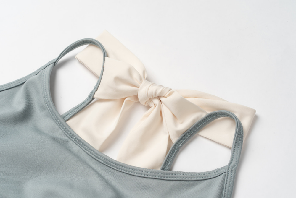 Lenique|Back ribbon frill lace set