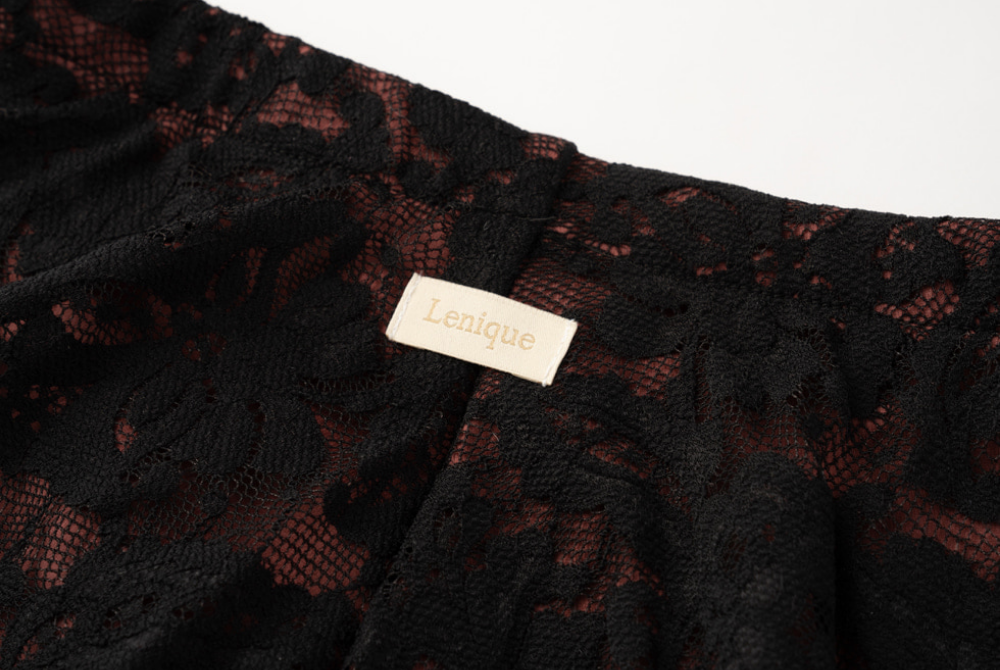 Lenique|Back ribbon frill lace set