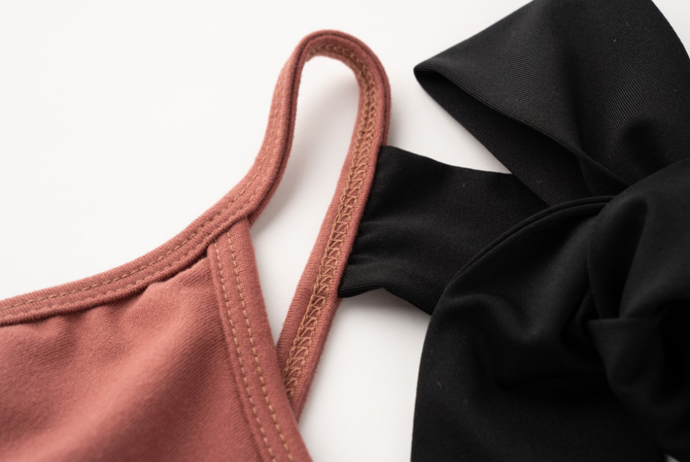 Lenique|Back ribbon frill lace set