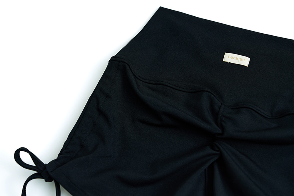 Lenique|Two shoulder ribbon high waist set