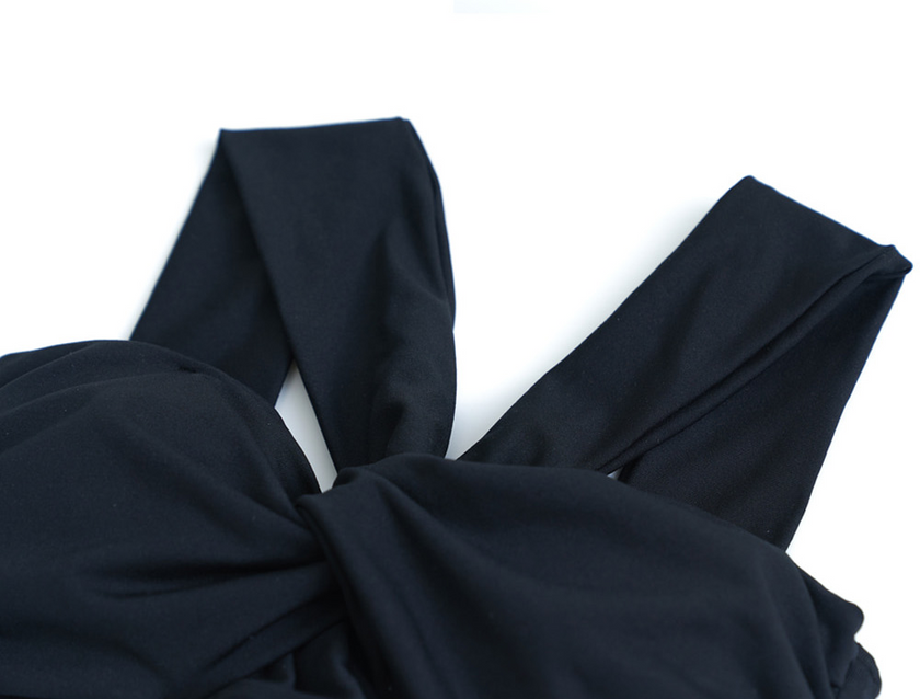 Lenique|Two shoulder ribbon high waist set