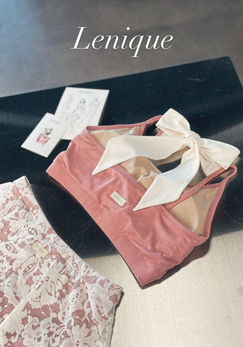 Lenique｜Back ribbon frill lace set