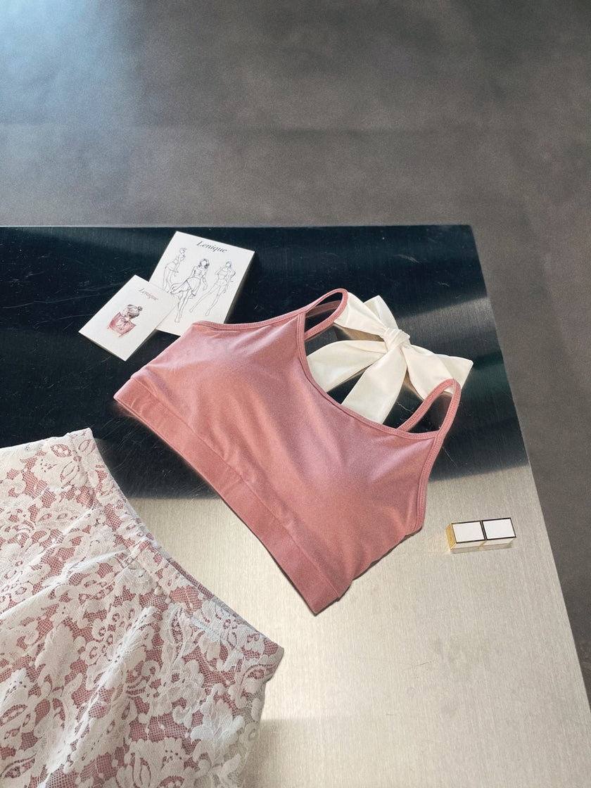 Lenique｜Back ribbon frill lace set