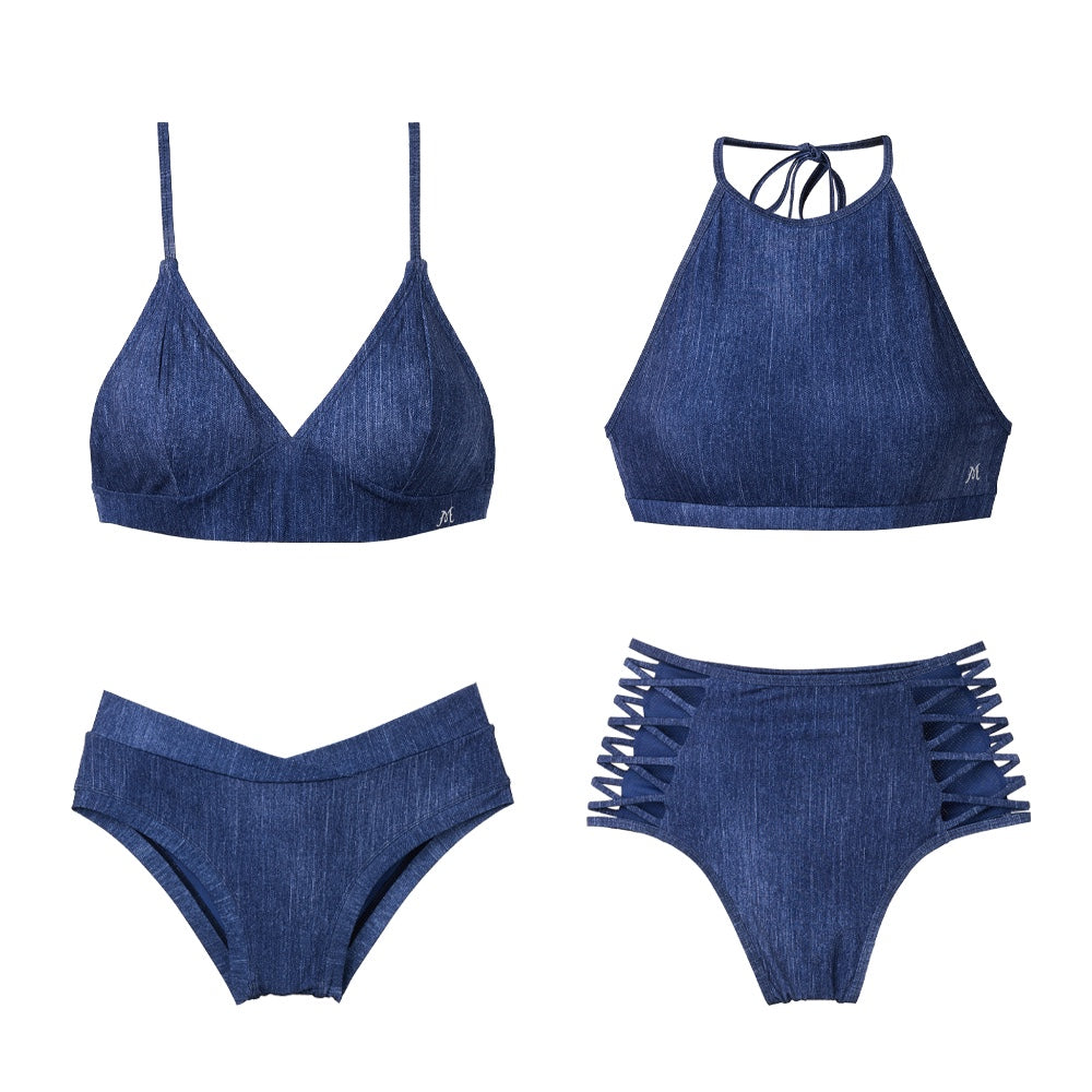 MENUET｜Denim Triangular Bratop （デニム トライアングル トップ｜ブラパッド無し）